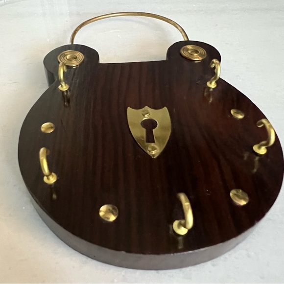 Wood & Brass Color Key Hanger Hook Storage Home Decor - Picture 6 of 7